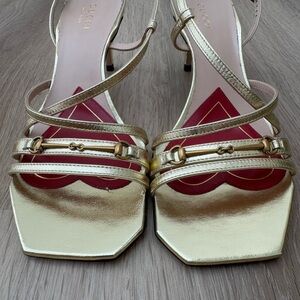 Gucci Victoria Strappy Horsebit Sandals - Gold, 36-1/2